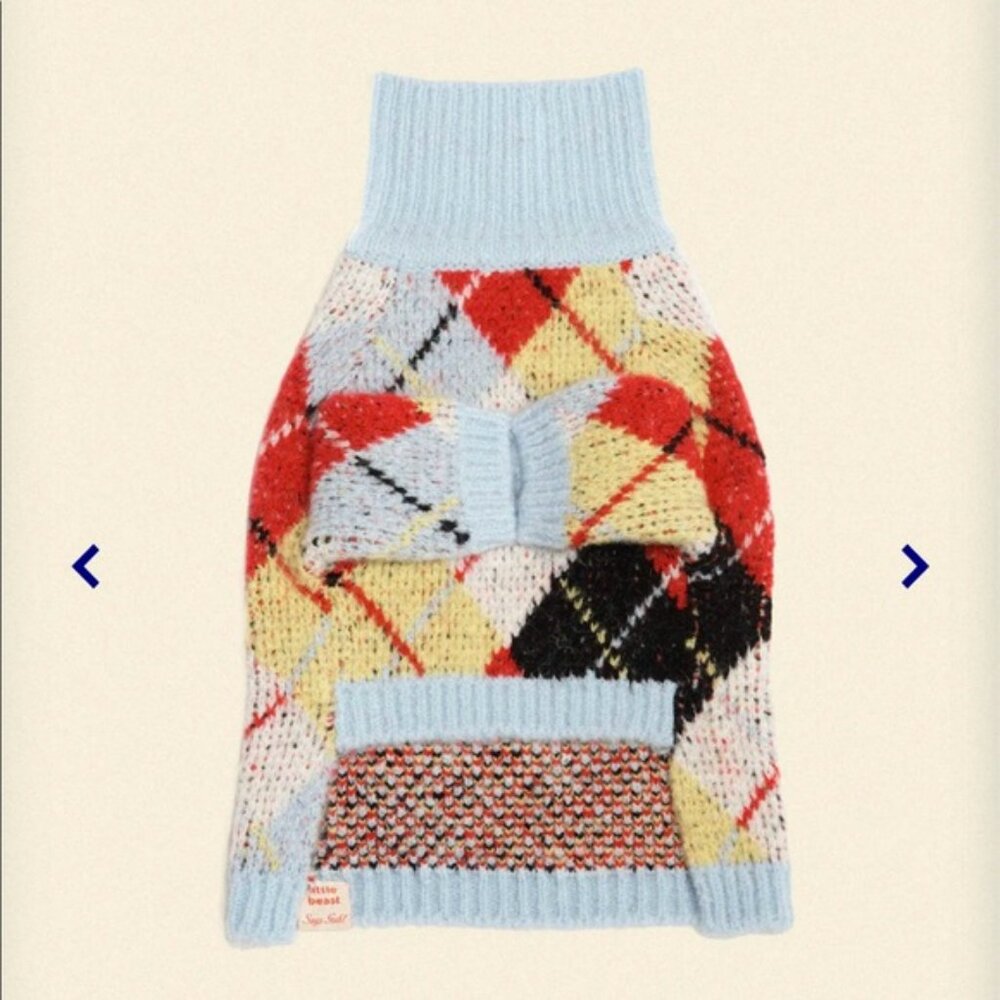 (NWT) Little Beast x Lisa Says Gah - Dog Sweater - Cirque Argyle (L) - Picture 2 of 9